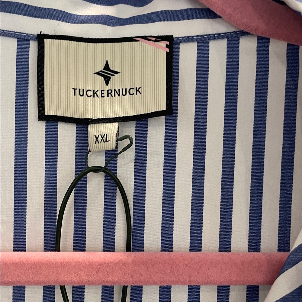 Tuckernuck blue and white striped shirt dress with bottom ruffle - Picture 4 of 7
